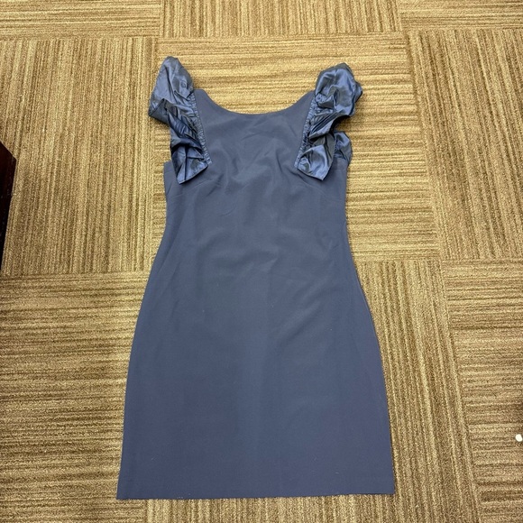 Eliza J Dresses & Skirts - Eliza J Navy Mini Dress with Metallic Ruffle Sleeves and Open Back